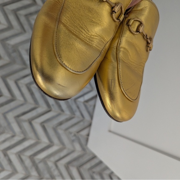 Gucci Gold Leather Princetown mules - Picture 3 of 5